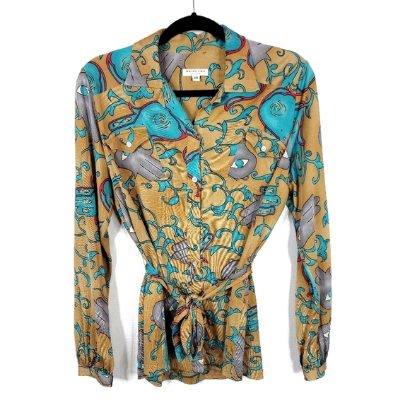 Nieves Lavi Tops - Nieves Lavi Silk Hamsa Blouse
